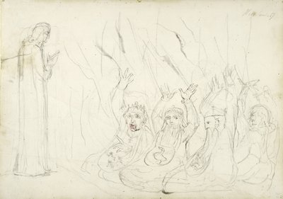 Dante and the Usurers, illustration to the Divine Comedy by Dante Alighieri, 1824-27 by William Blake